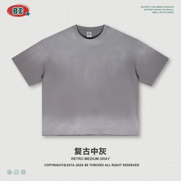 Design BE Thrived Retro Medium Gray T-Shirt Tops.t Shirts - 1