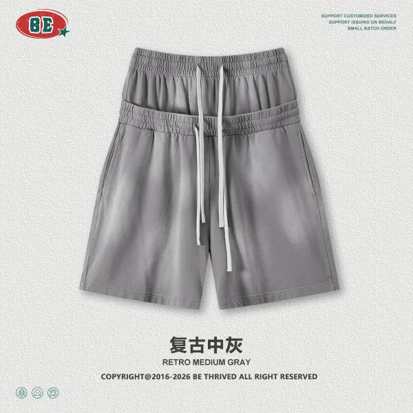 Design BE Thrived Retro Medium Gray Shorts - 1