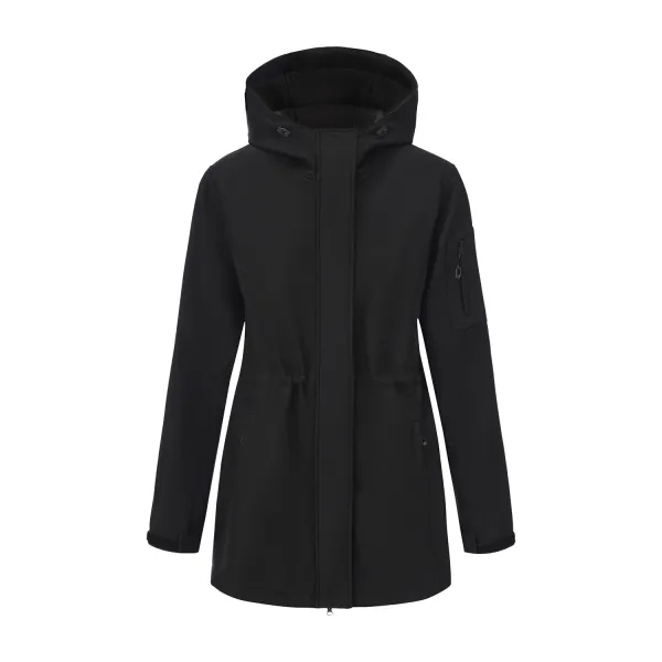 Design Water-Resistant Hooded Trench Coat in Black Outerwear - 37