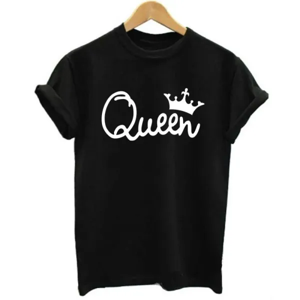 Design Queen and King Matching Black T-Shirts - 7