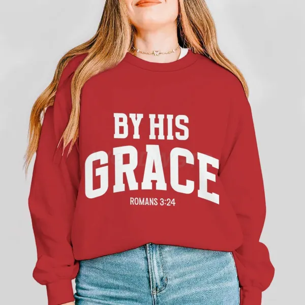 Design By His Grace Romans 3:24 Red Hoodie - 1