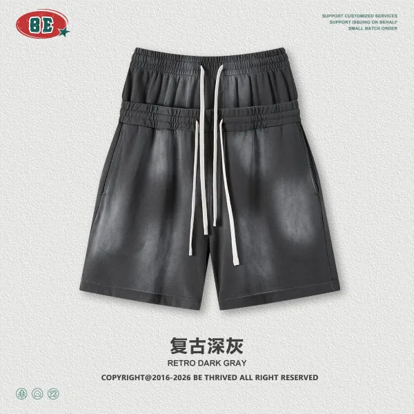 Design BE Thrived Retro Dark Gray Drawstring Shorts - 1