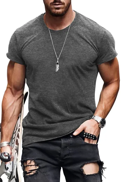 Design Basic Fit Army Green T-Shirt with Ripped Black Jeans - 20