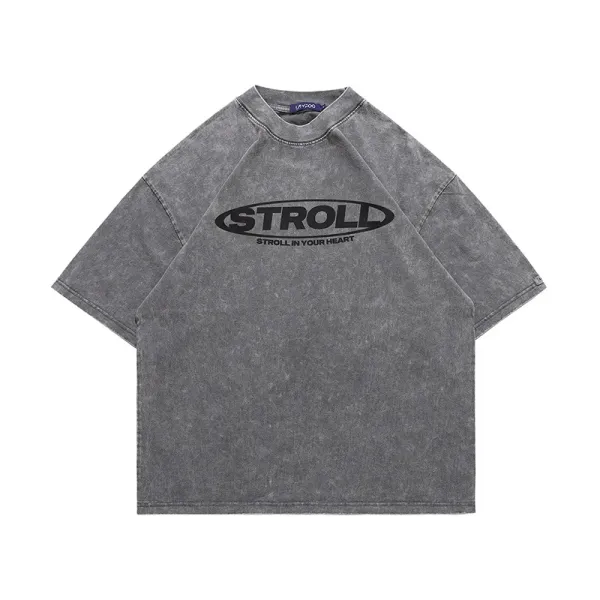 Design Stroll Oversized Washed Gray T-Shirt T-Shirts - 1