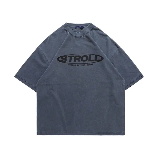 Design Stroll Stroll In Your Heart Graphic T-Shirt Charcoal Gray T-Shirt T-Shirts - 1