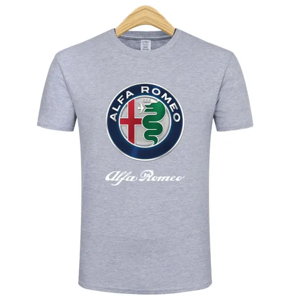 Design Alfa Romeo Logo Graphic T-Shirt Gray T-Shirts - 1