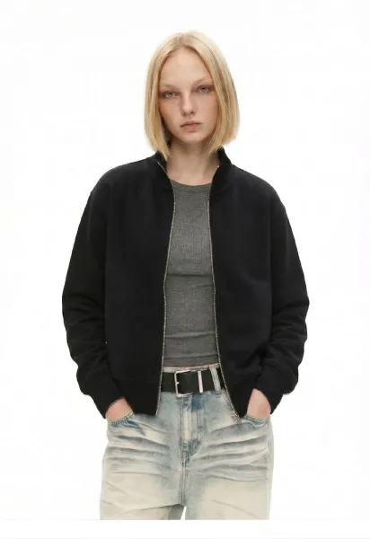 Design Zip-Up Bomber Jacket Brown Outerwear - 18