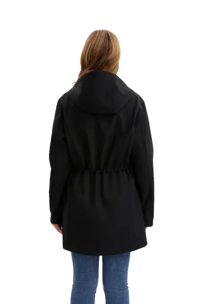 Design Water-Resistant Hooded Trench Coat in Black Outerwear - 9