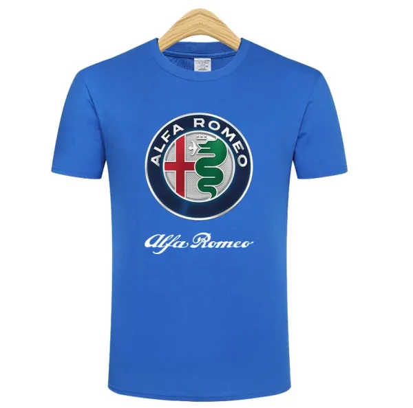 Design Alfa Romeo Logo Print Royal Blue T-Shirt T-Shirts - 1