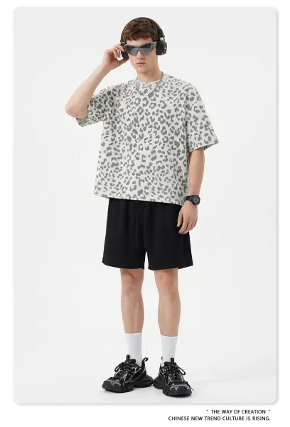 Design BE Thrived Grey Apriko Leopard Print T-Shirt T-Shirts - 14