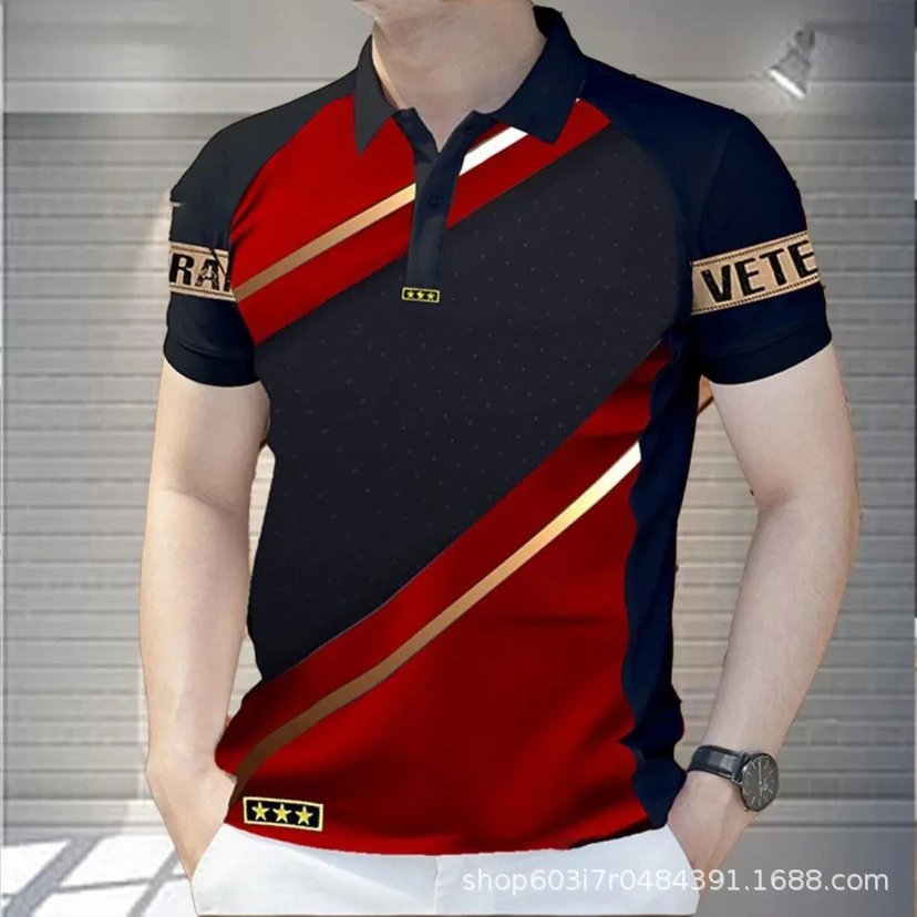 Design Eagle Brand Eagle Print Blue and White Polo Shirt Tops Polo - 12
