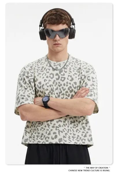 Design BE Thrived Grey Apriko Leopard Print T-Shirt T-Shirts - 16