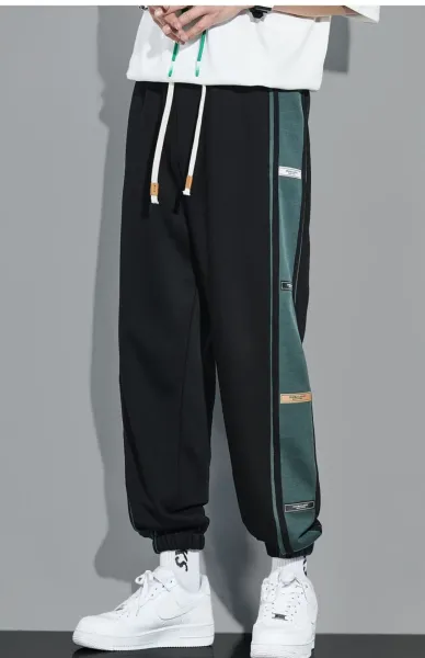 Design Track Pants with Blue Side Panel Gray Sweatpants - 7