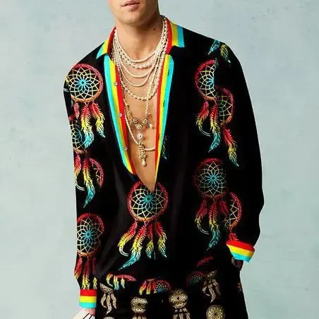 Marcelo Burlon County of Milan Dreamcatcher Print Velvet Shirt Black - 1