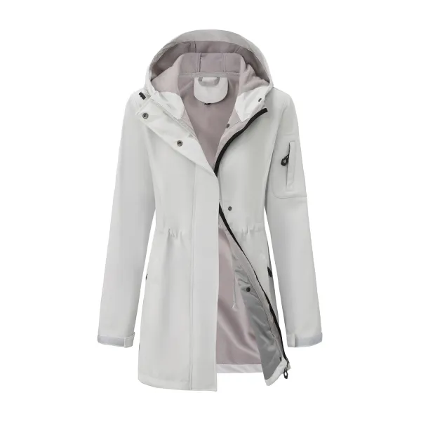 Design Water-Resistant Hooded Trench Coat in Black Outerwear - 39