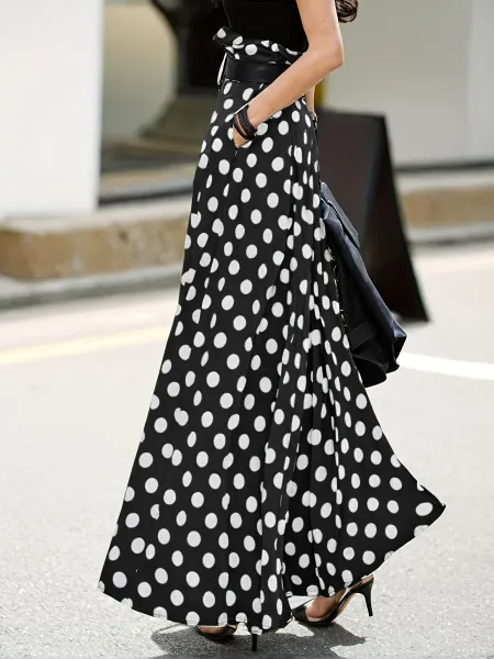 Design Polka Dot Wide-Leg Palazzo Pants Olive Green - 12