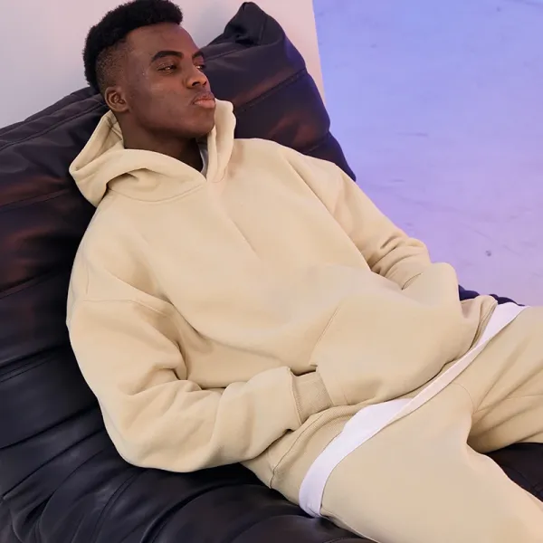 Fear of God Essentials Beige Oversized Hoodie and Sweatpants Set Tracksuit - 1