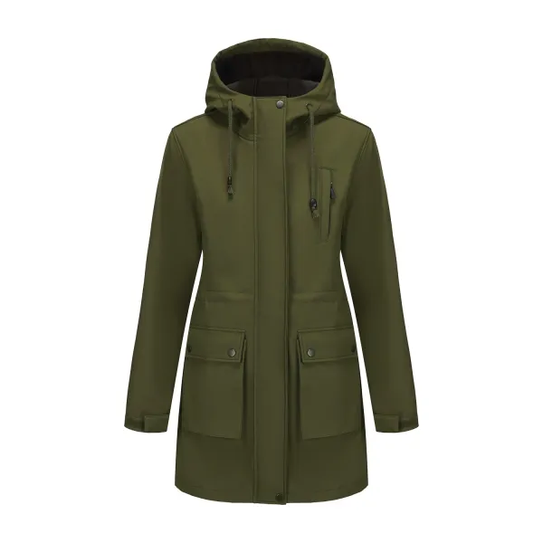 Design Parka-Style Hooded Coat Army Green Outerwear - 60