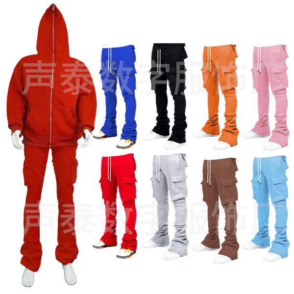 Design Cargo Sweatpants Black with White Drawstring - 3