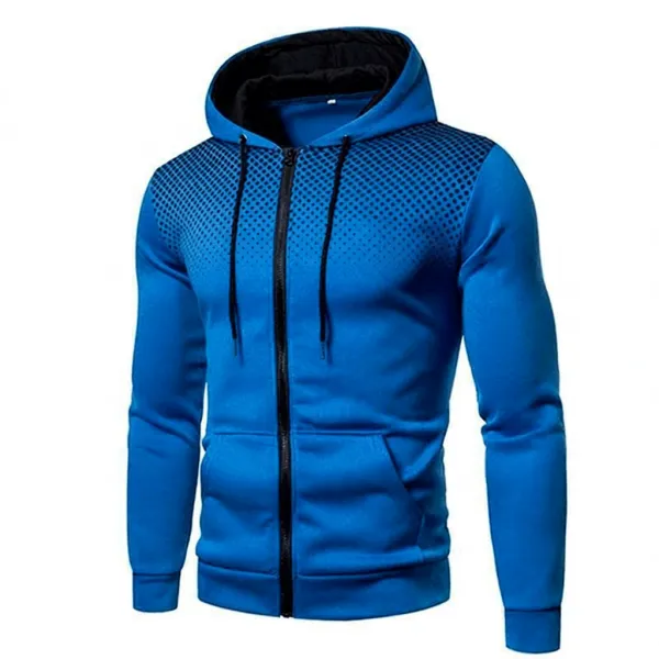 Design Gradient Dot Pattern Blue Zip-Up Hoodie - 1