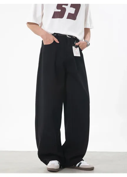 Design Wide-Leg Relaxed Fit Black Pants - 23