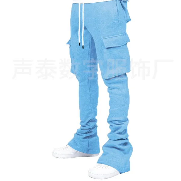 Design Cargo Sweatpants Black with White Drawstring - 10