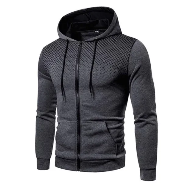 Design Gradient Dot Pattern Navy Zip-Up Hoodie - 8
