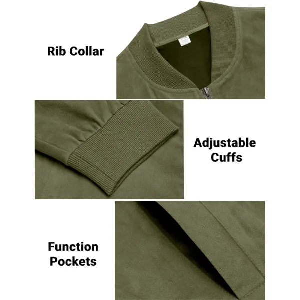 Design Suede Bomber Jacket Army Green Outerwear Jacket - 31