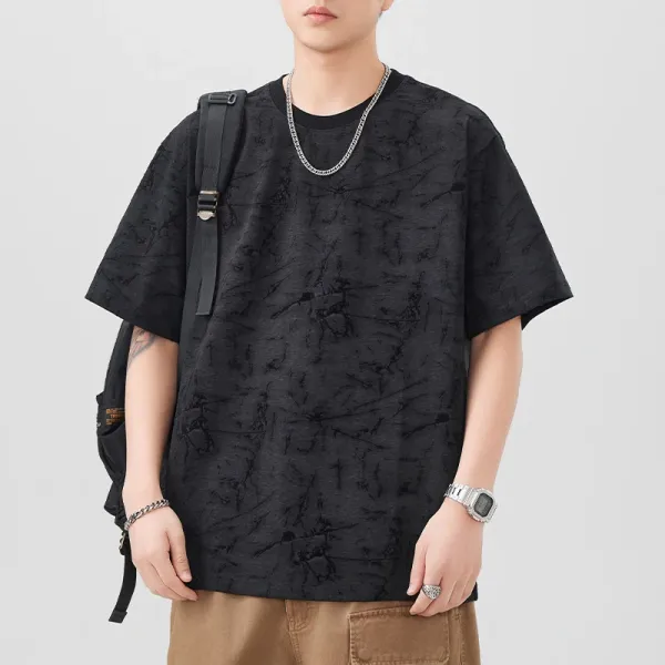 Design Marble Print Oversized T-Shirt Black - 1