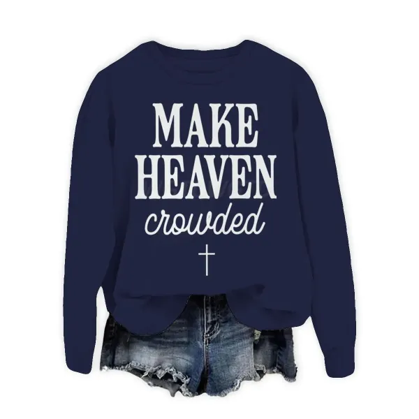 Design Make Heaven Crowded Navy Cropped Sweatshirt Sweater - 1