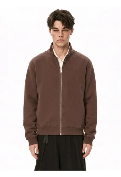Design Zip-Up Bomber Jacket Brown Outerwear - 13