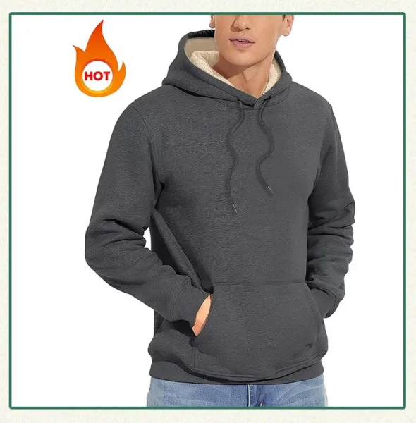 Design Fleece-Lined Hoodie Beige Hoodie - 12