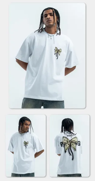 Design Bow Print White T-Shirt - 8