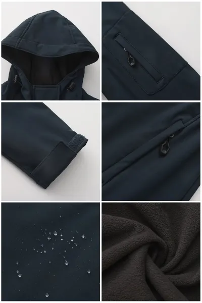 Design Water-Resistant Hooded Trench Coat in Black Outerwear - 24