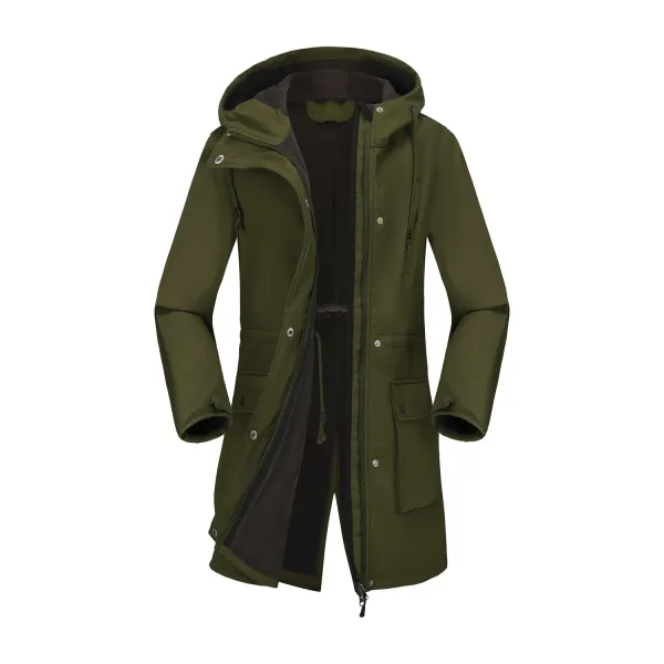 Design Parka-Style Hooded Coat Army Green Outerwear - 1