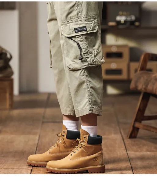 Design Cargo Pants Black + Timberland Boots Wheat Boots - 14