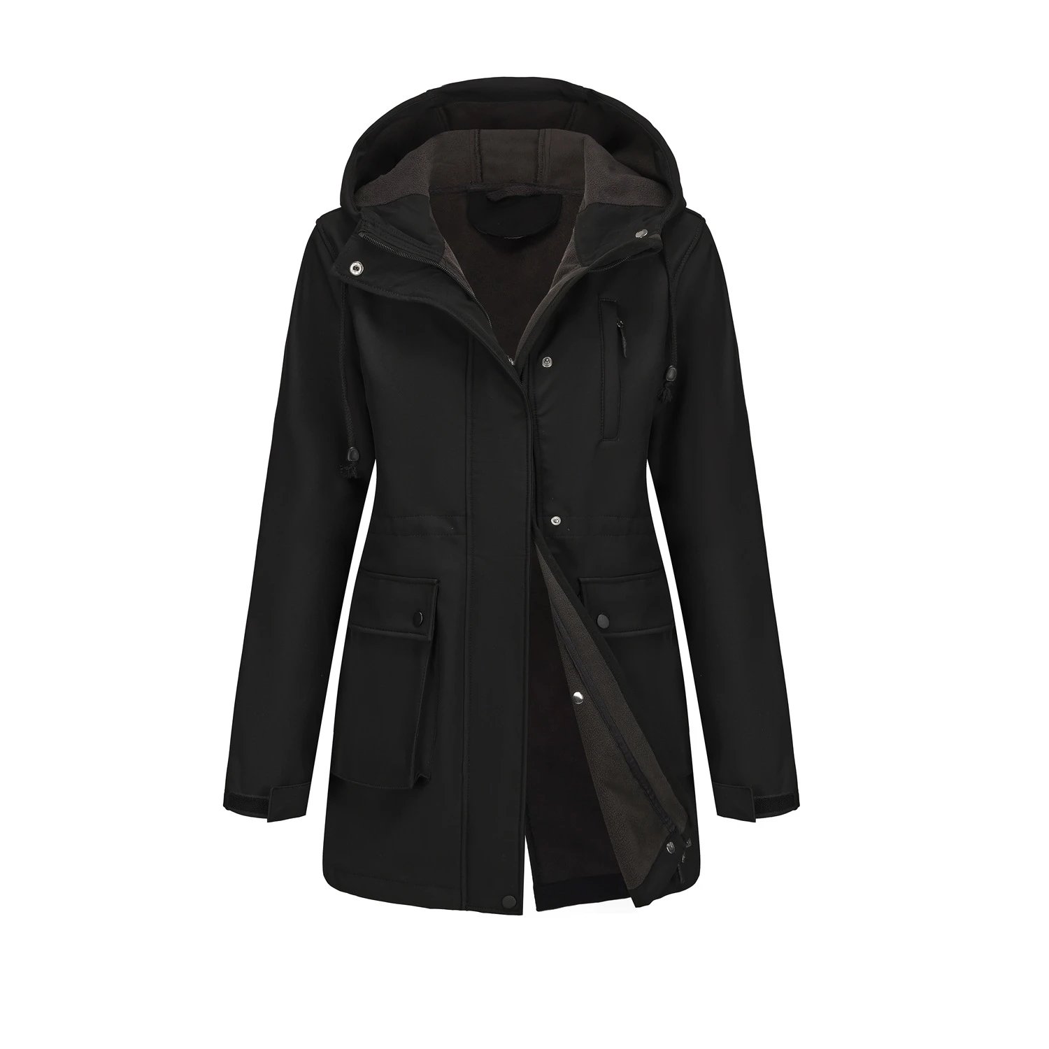 Design Parka-Style Hooded Coat Army Green Outerwear - 53