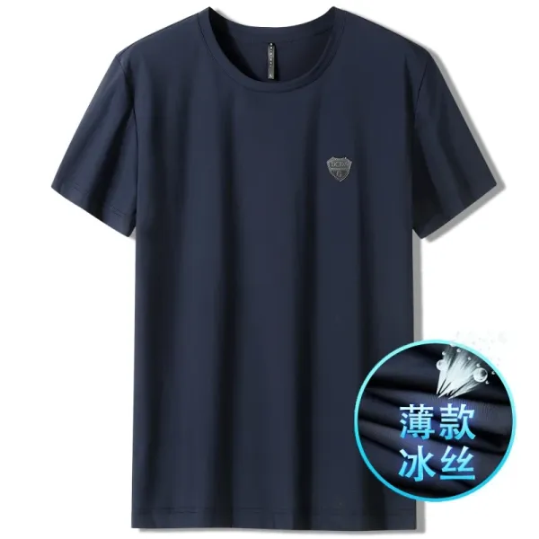 Design Thin Ice Silk T-Shirt Navy - 1