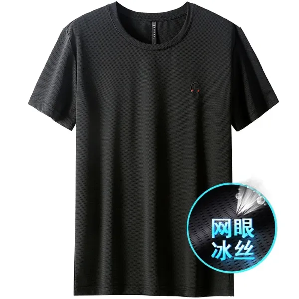 Design Mesh Ice Silk Black T-Shirt - 1