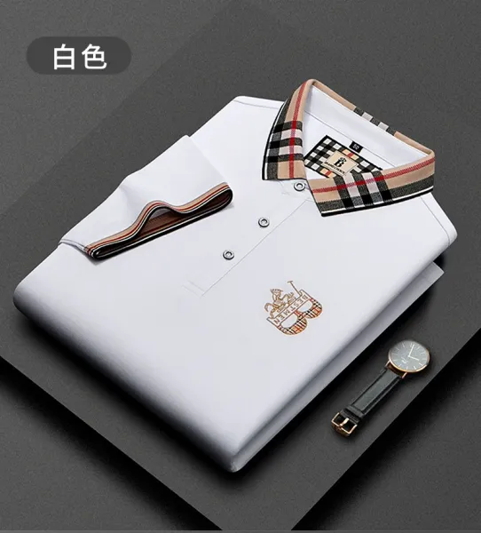 Design PAISENLONG Plaid Collar Embroidered Logo Polo Green Polo Shirt - 15