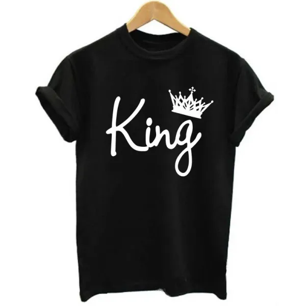 Design Queen and King Matching Black T-Shirts - 4