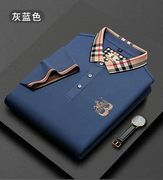 Design PAISENLONG Plaid Collar Embroidered Logo Polo Green Polo Shirt - 21