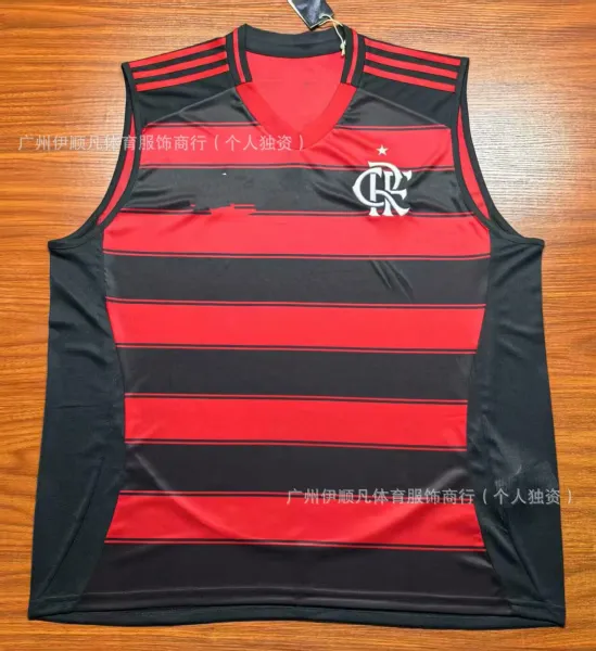 Flamengo Home Jersey Vest Red / Black Striped Sleeveless Top - 1