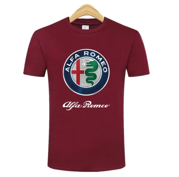 Design Alfa Romeo Logo Graphic Burgundy T-Shirt T-Shirts - 1
