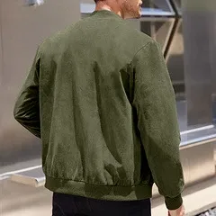 Design Suede Bomber Jacket Army Green Outerwear Jacket - 30