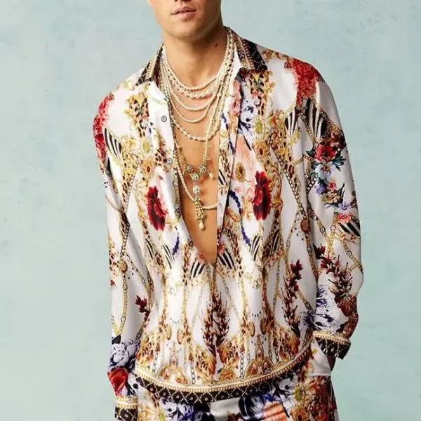 Dolce & Gabbana Baroque Floral Print Silk Shirt Multicolor - 1