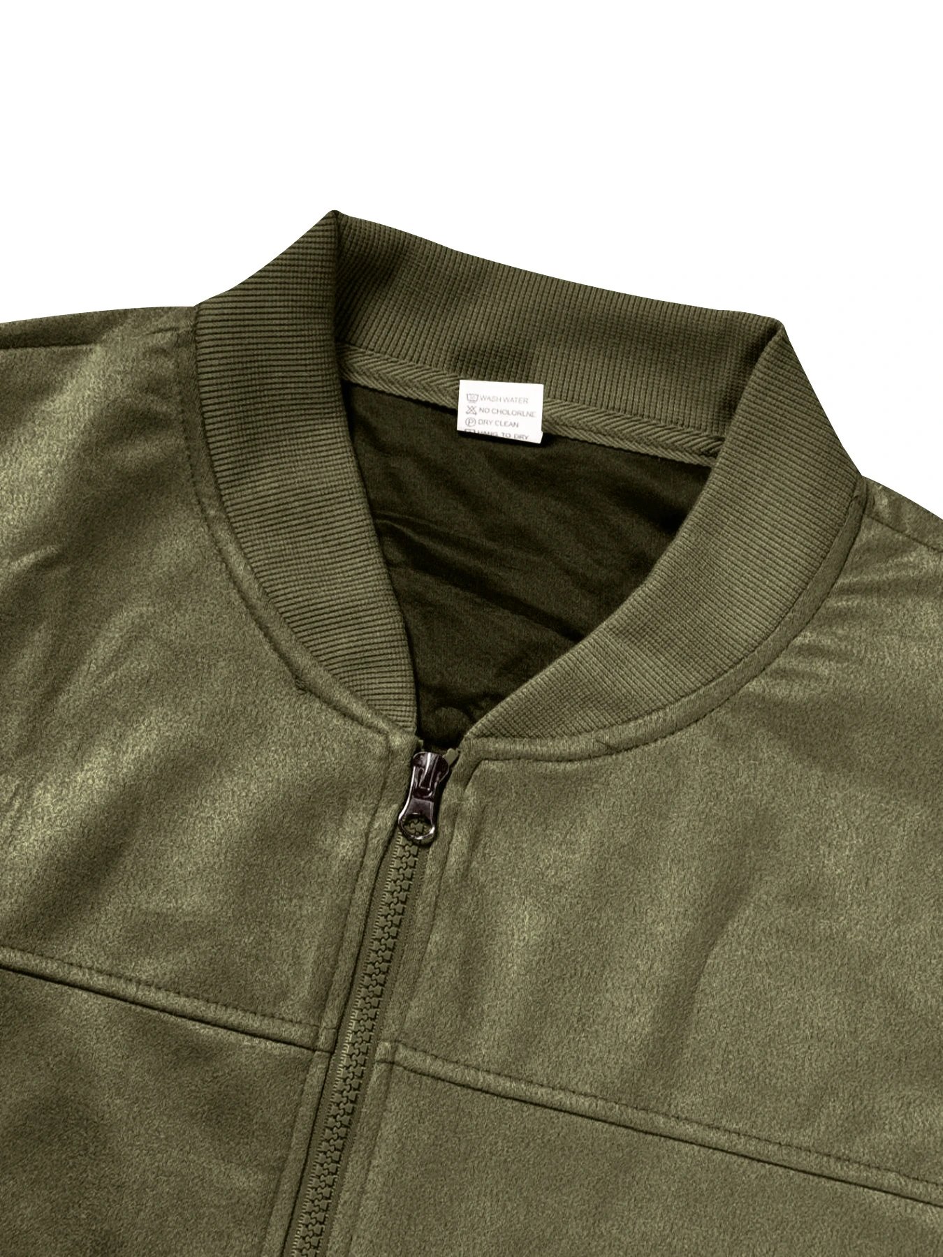 Design Suede Bomber Jacket Army Green Outerwear Jacket - 32