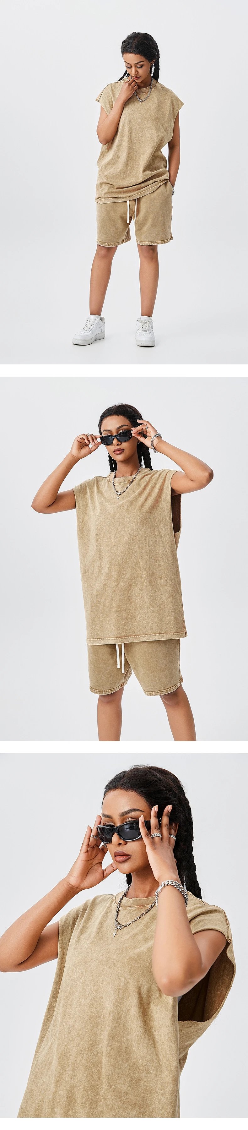 Design TILANI Orange Vest-Style Sleeveless Top and Shorts Set Sets - 23