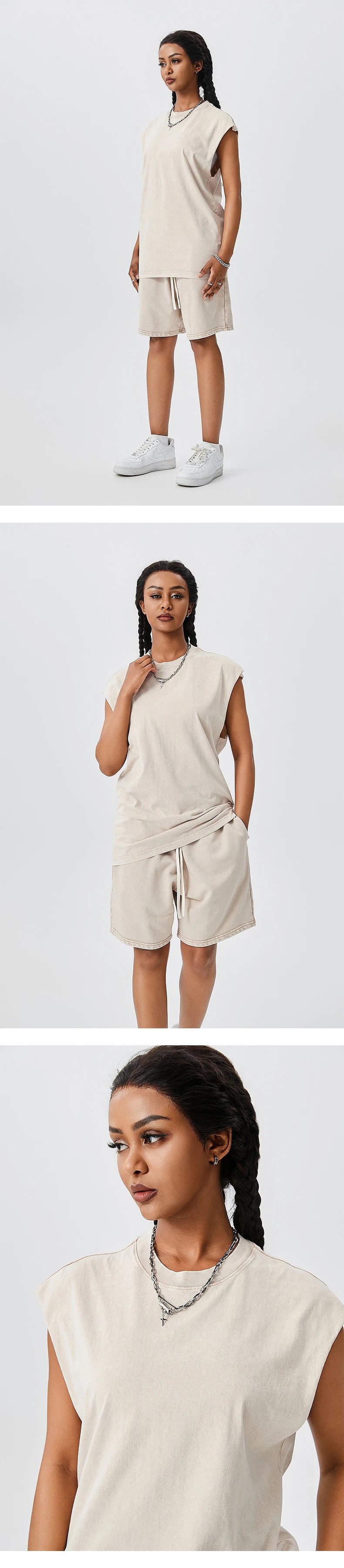 Design TILANI Orange Vest-Style Sleeveless Top and Shorts Set Sets - 31