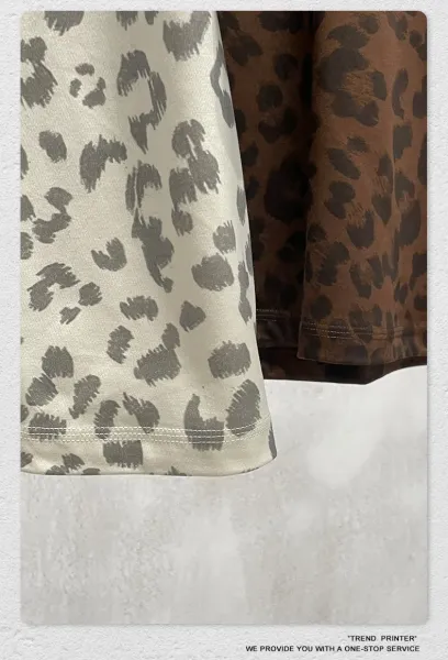 Design Beingmove Leopard Print Oversized T-Shirt Gray T-Shirts - 29